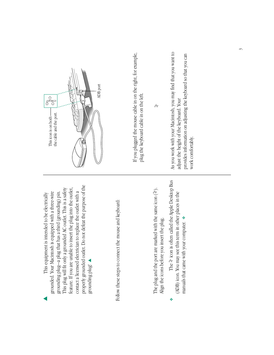 Connecting the mouse and keyboard | Apple Macintosh LC 550 User Manual | Page 8 / 37