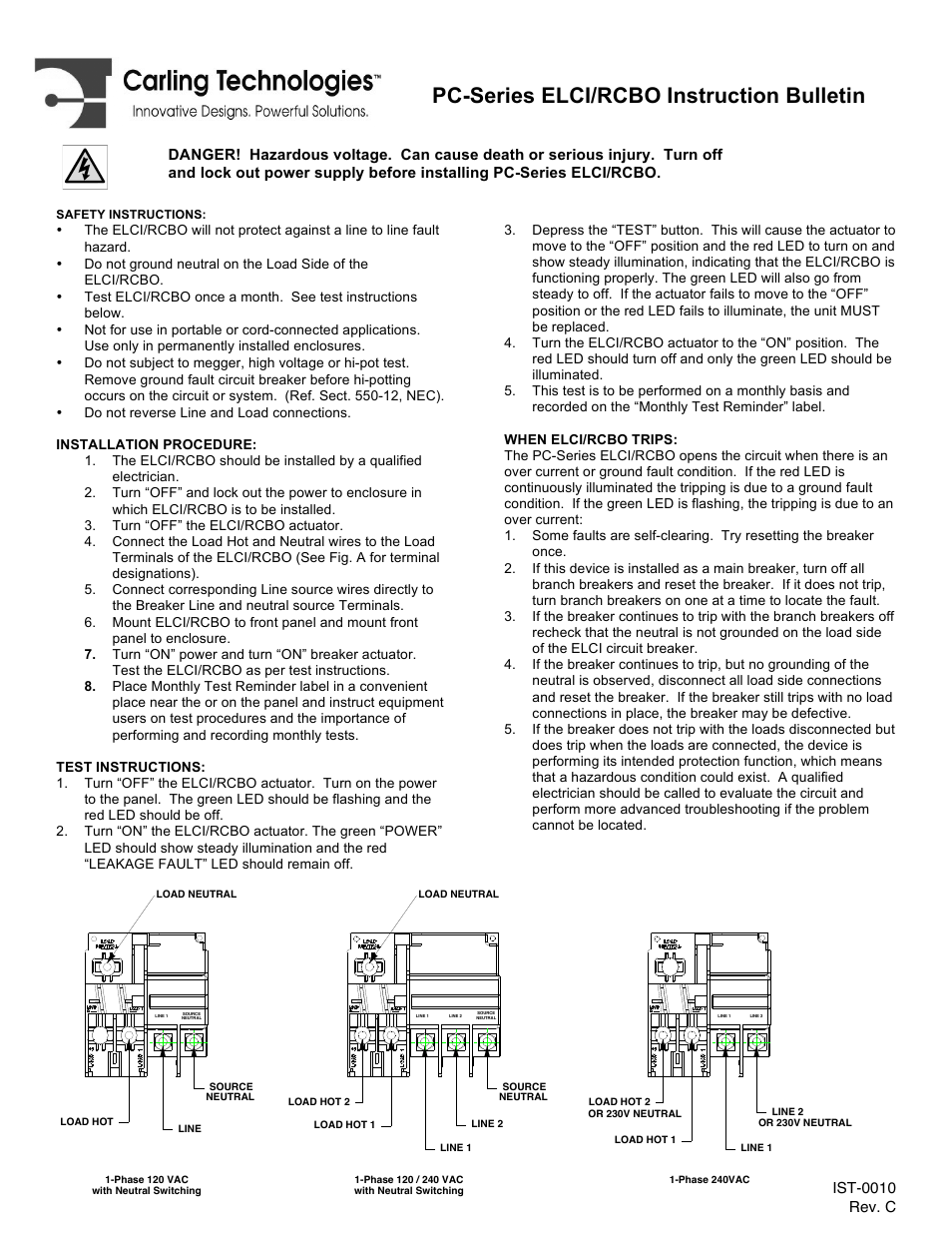 Blue Sea Systems PC-Series ELCI/RCBO User Manual | 1 page