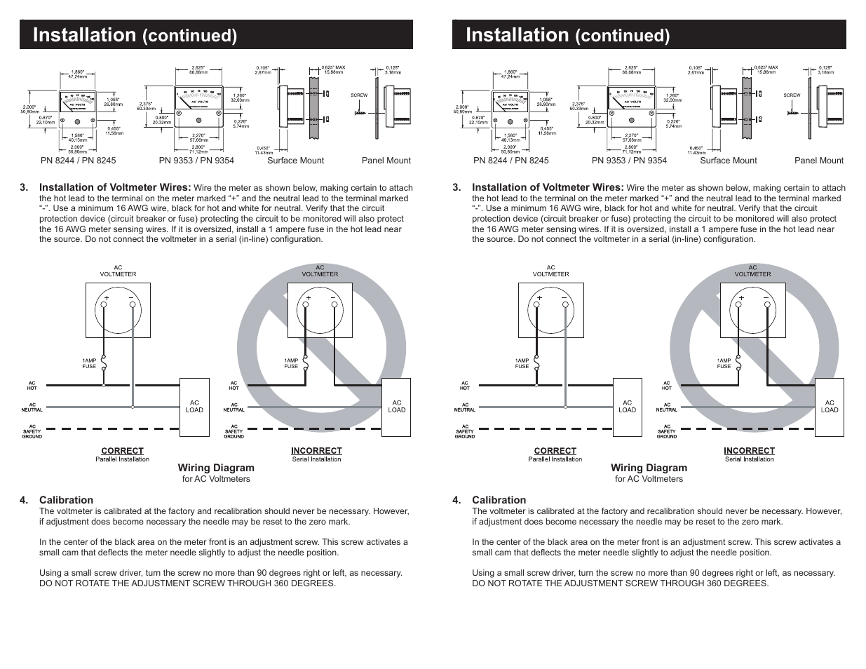 Installation, Continued) | Blue Sea Systems 8244 AC Micro Voltmeter - 0 to 15V AC User Manual | Page 2 / 2