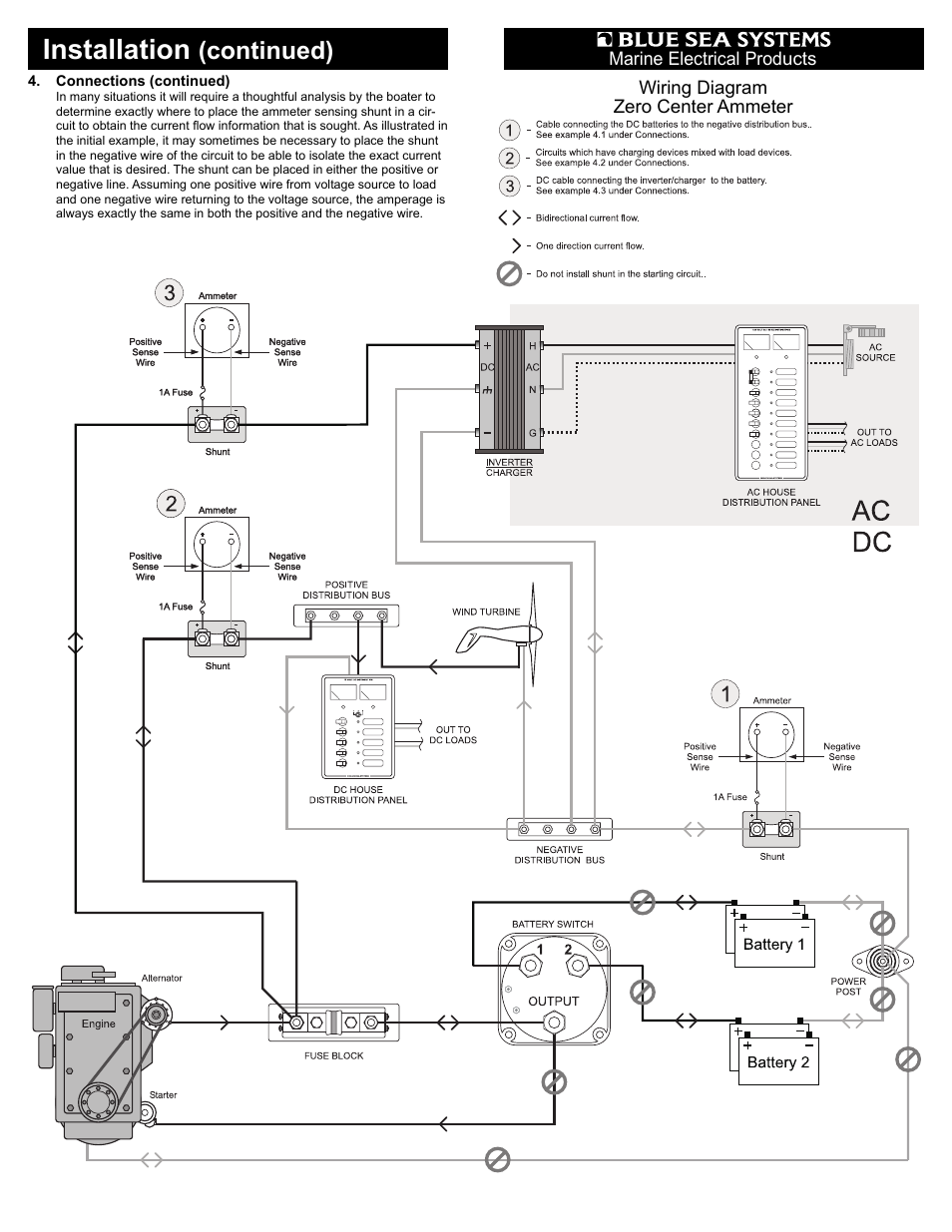 Installation, Continued) | Blue Sea Systems 8252 DC Ammeter - 50-0-50A with Shunt User Manual | Page 2 / 2