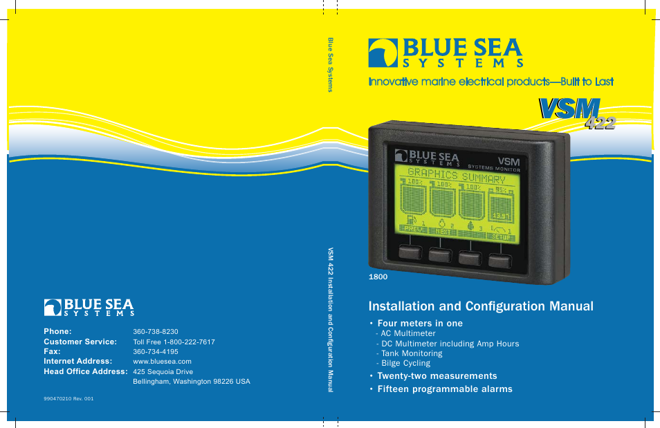 Blue Sea Systems 1801 Vessel Systems Monitor VSM 422 User Manual | 50 pages