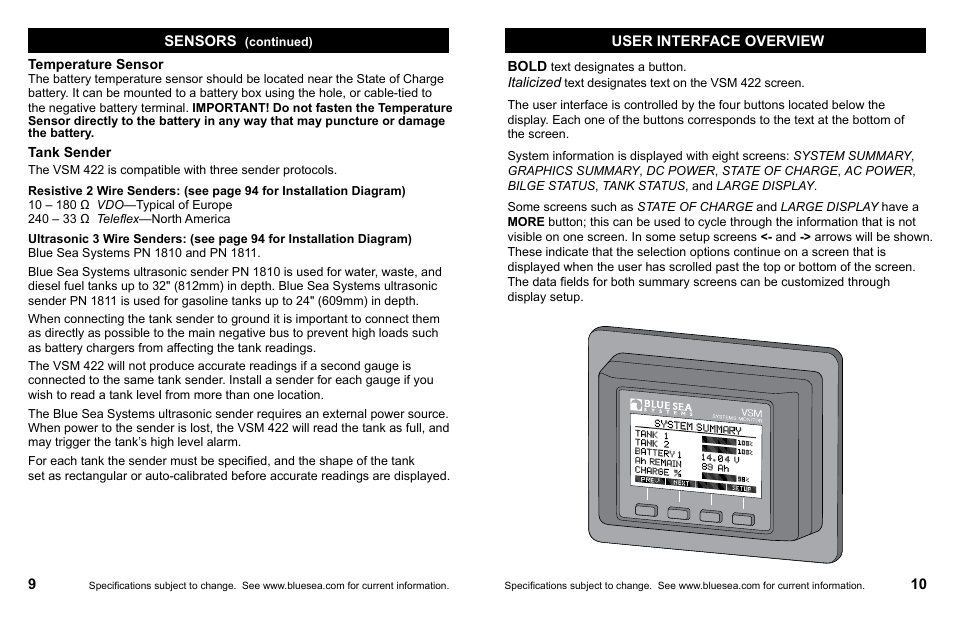 Blue Sea Systems 1801 Vessel Systems Monitor VSM 422 User Manual | Page 7 / 50