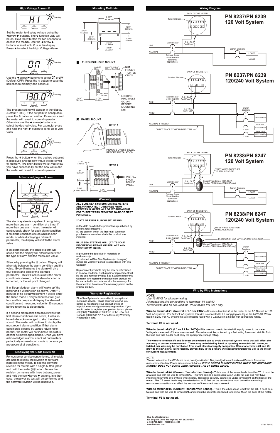 Blue Sea Systems 8407 AC Main + 11 Positions User Manual | Page 2 / 2