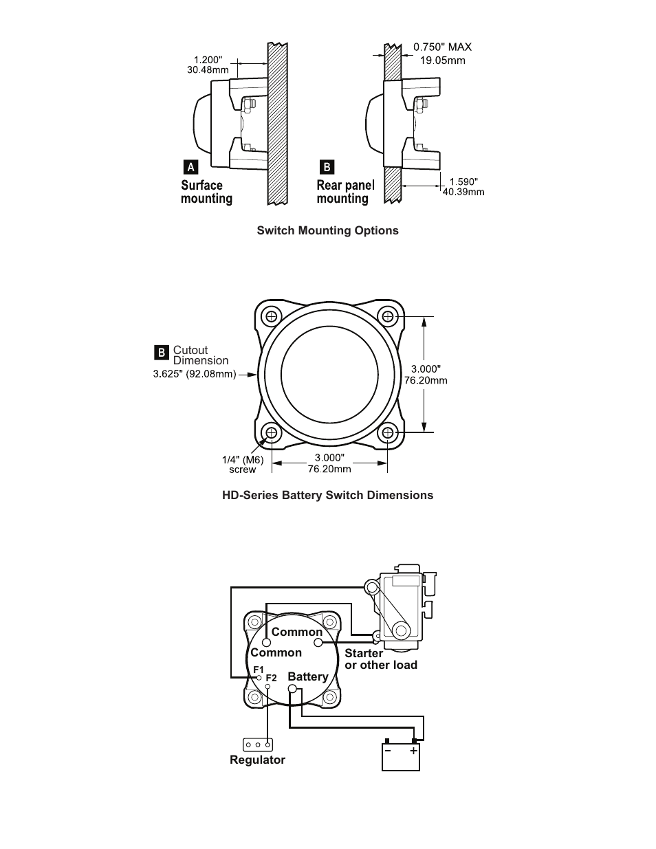 Blue Sea Systems 3001 HD-Series Heavy Duty On-Off Battery Switch with AFD User Manual | Page 2 / 2