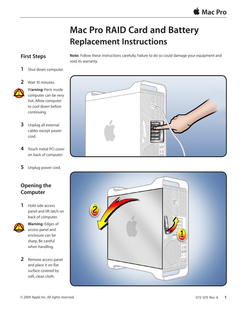 Apple Mac Pro RAID Card and Battery User Manual | 6 pages