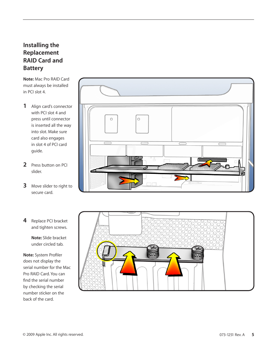 Installing the replacement raid card and battery | Apple Mac Pro RAID Card and Battery User Manual | Page 5 / 6
