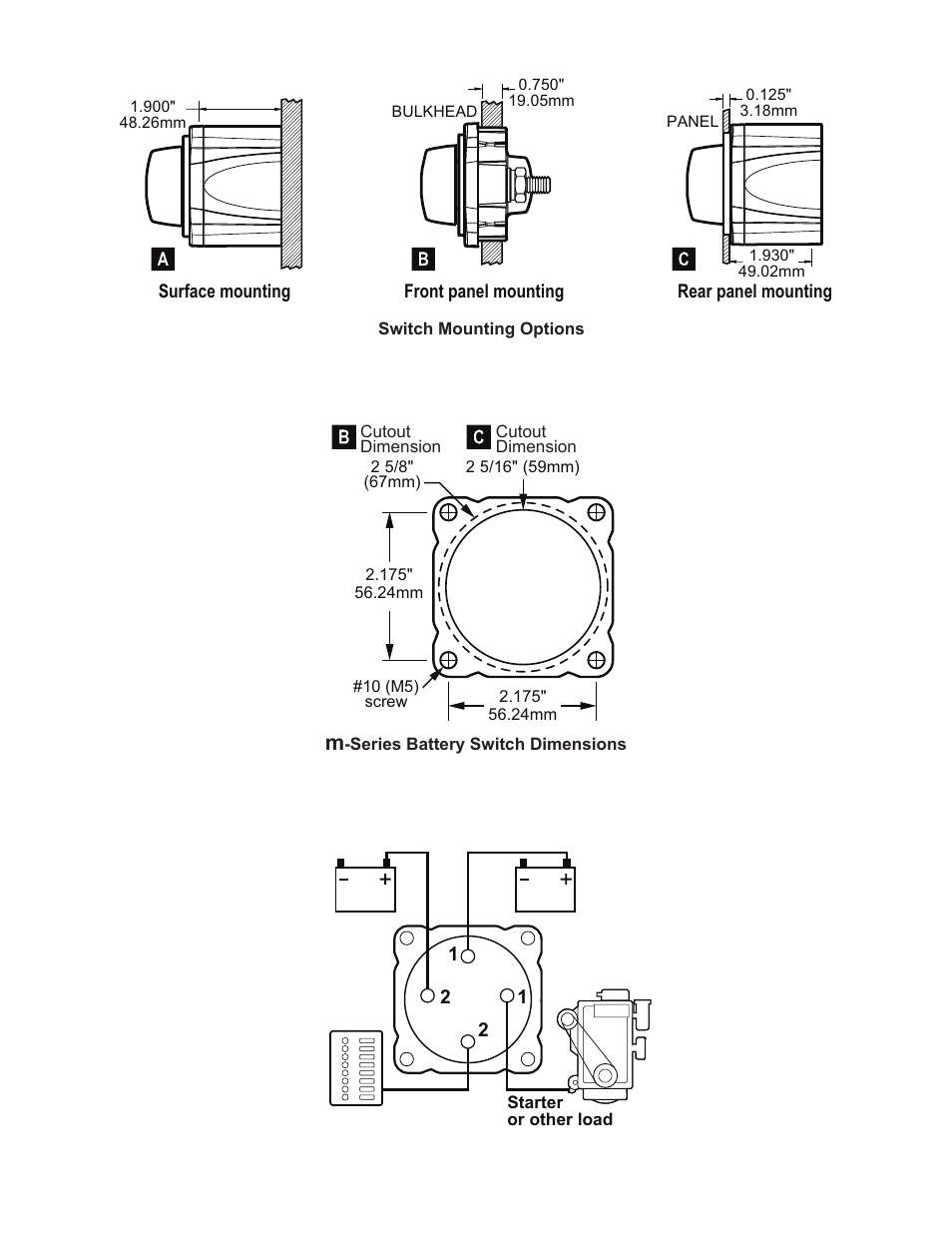 Blue Sea Systems 6011 m-Series Mini Dual Circuit Plus Battery Switch User Manual | Page 2 / 2
