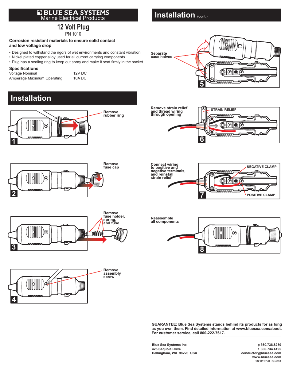 Blue Sea Systems 1010 12 Volt Plug User Manual | 1 page