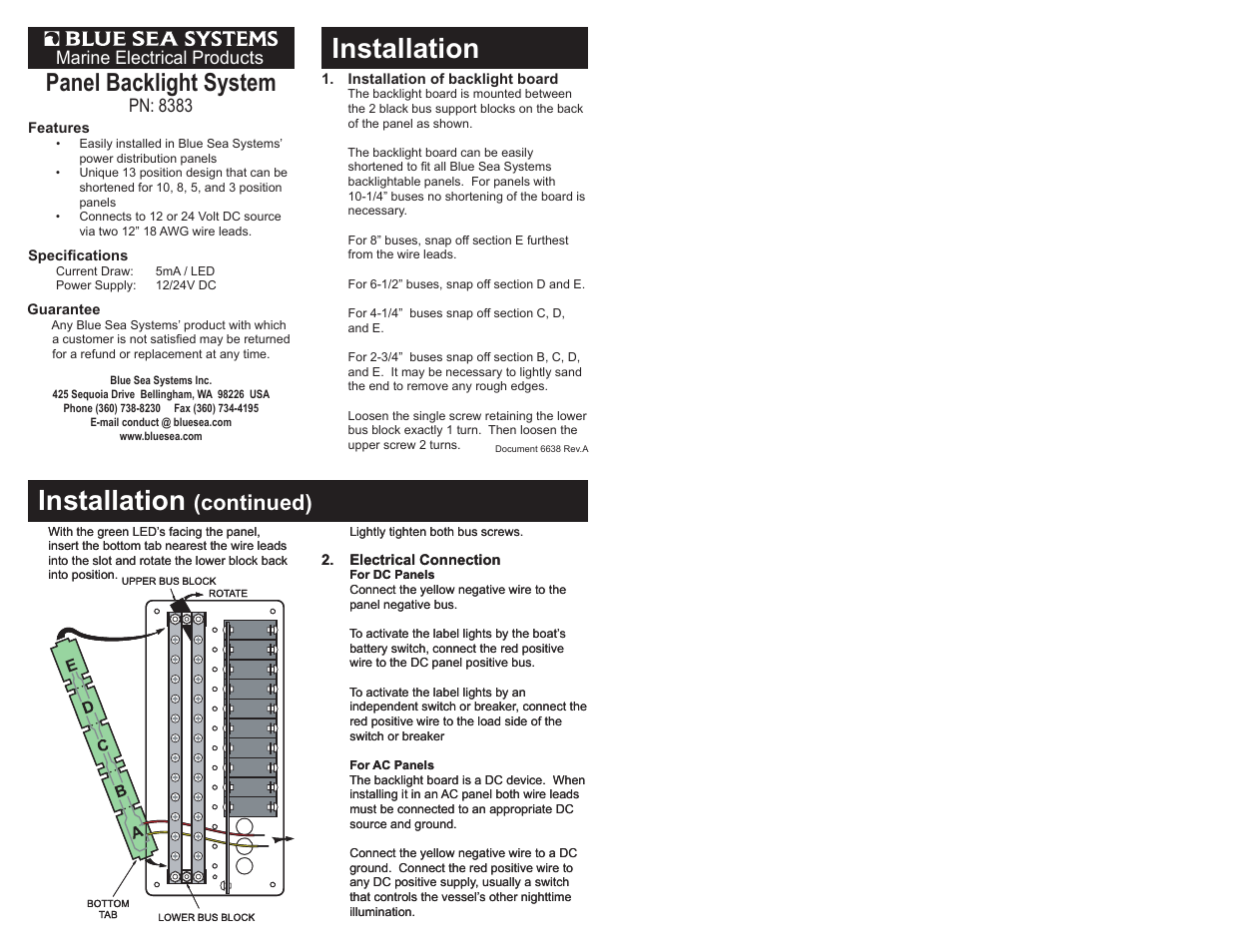 Blue Sea Systems 8383 Backlight System 13 pos 12-24V User Manual | 1 page
