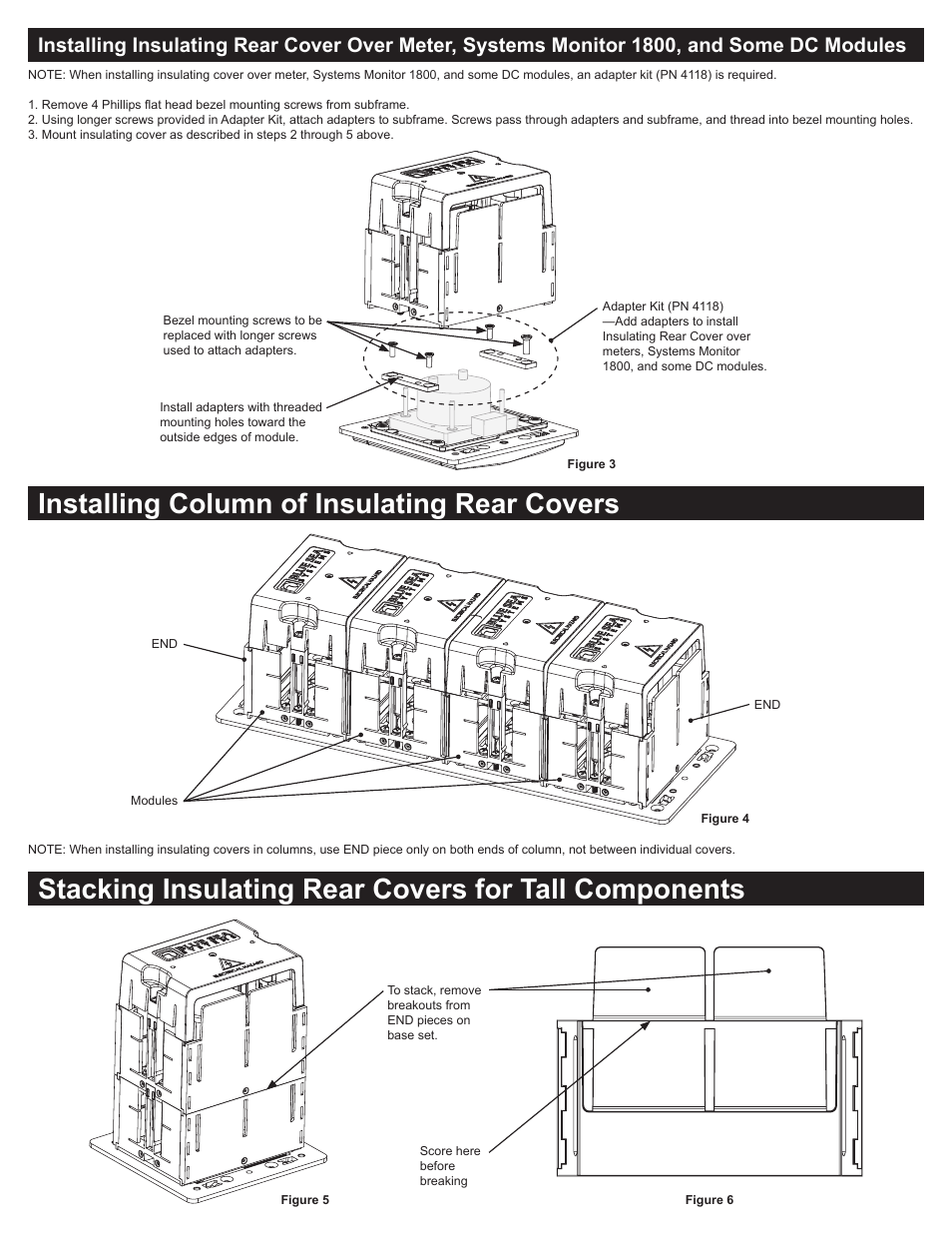 Installing column of insulating rear covers | Blue Sea Systems 1331 AC Insulating Cover 1 Module User Manual | Page 2 / 2