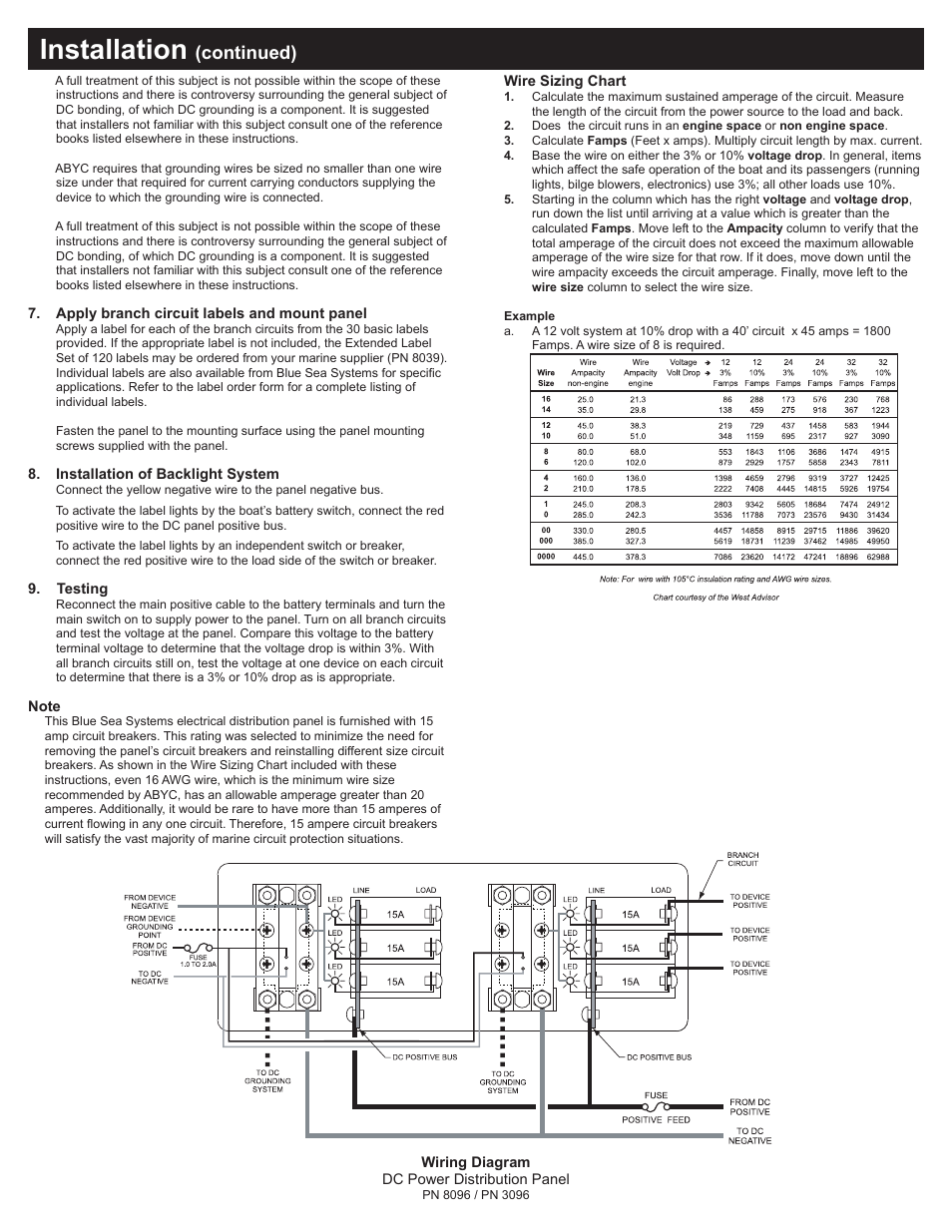 Installation, Continued) | Blue Sea Systems 8096 DC 6 Position User Manual | Page 2 / 2