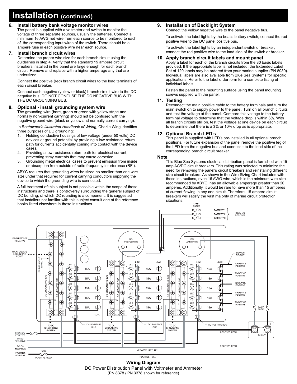 Installation, Continued) | Blue Sea Systems 8378 DC 18 Position User Manual | Page 2 / 2