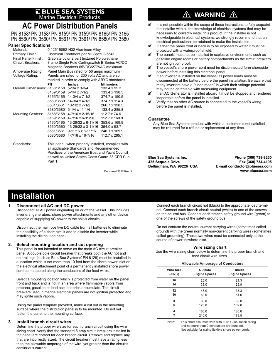 Blue Sea Systems 8561 AC 16 Position [European] User Manual | 2 pages