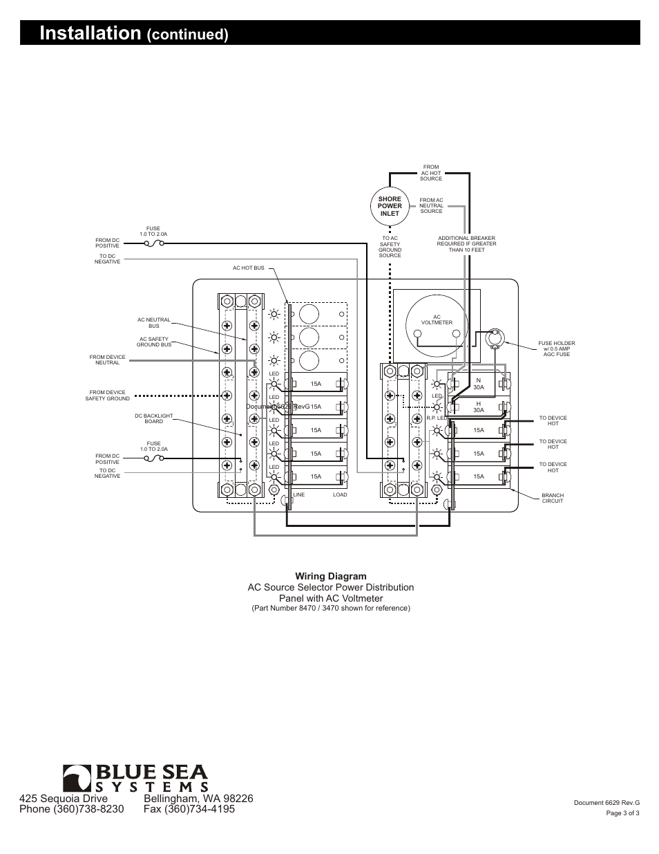 Installation, Continued) | Blue Sea Systems 8588 AC Main + 8 Positions [European] User Manual | Page 3 / 3