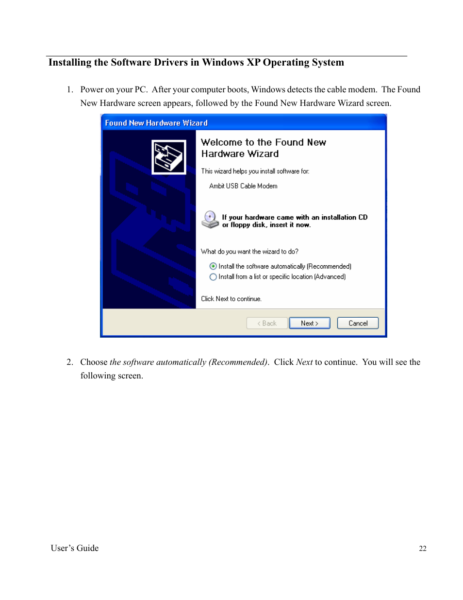 Ambit Cable Modem Router U10C012 User Manual | Page 22 / 55