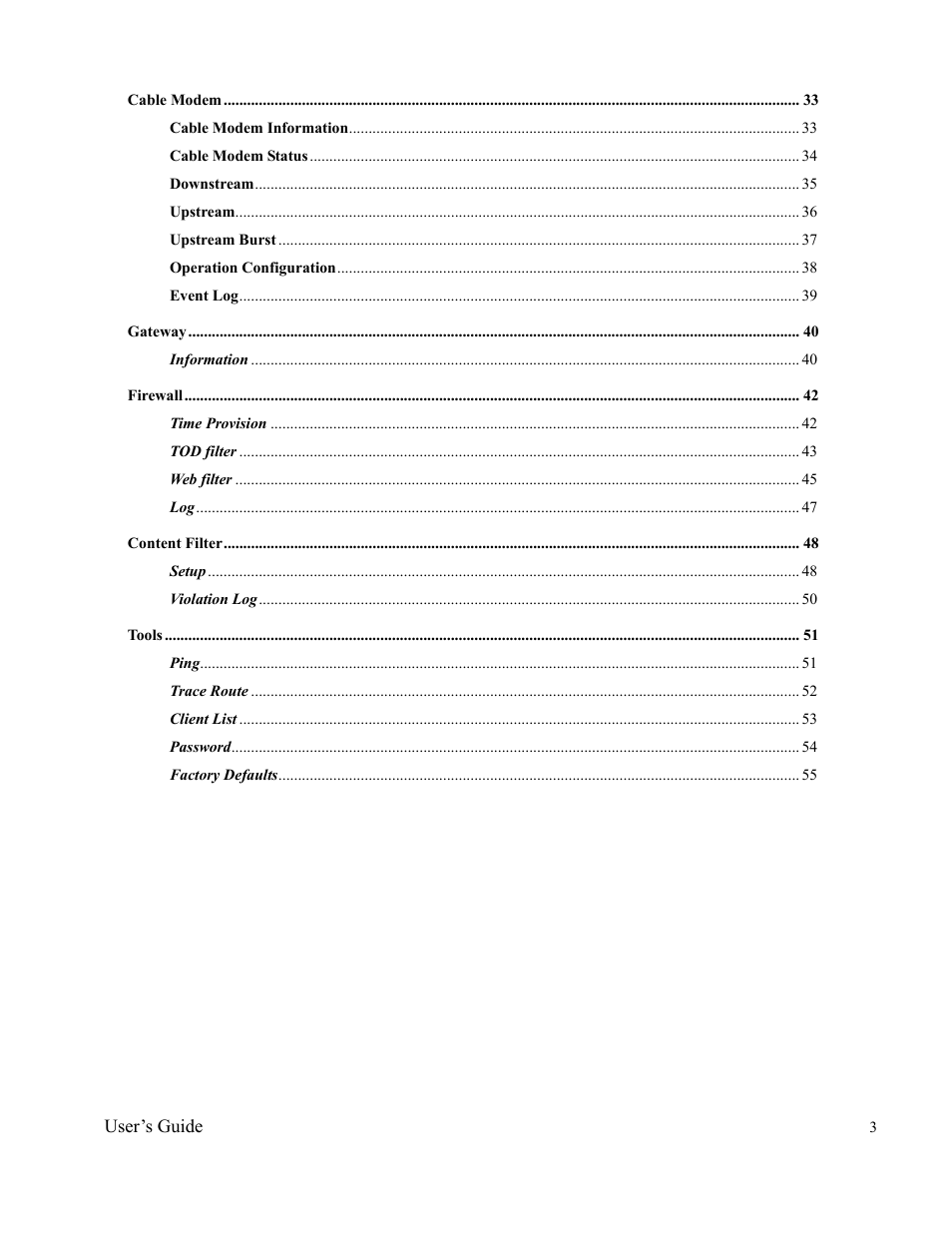 Ambit Cable Modem Router U10C012 User Manual | Page 3 / 55