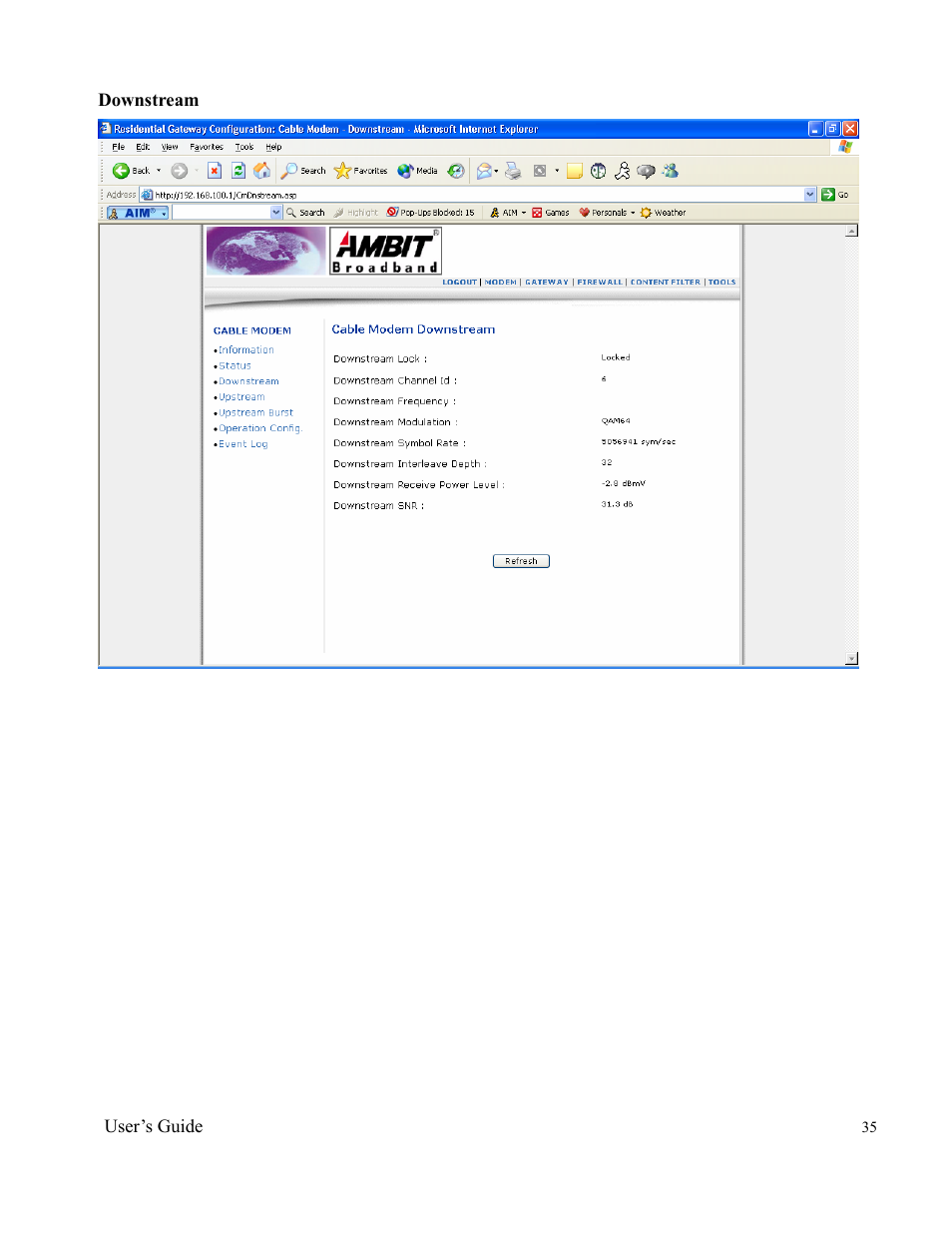 Ambit Cable Modem Router U10C012 User Manual | Page 35 / 55