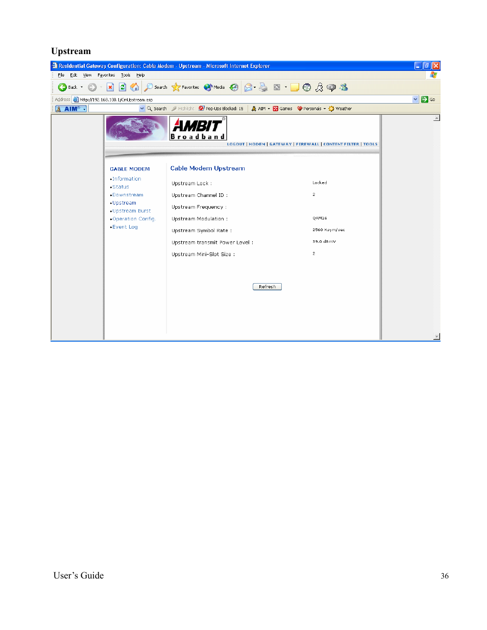 Ambit Cable Modem Router U10C012 User Manual | Page 36 / 55