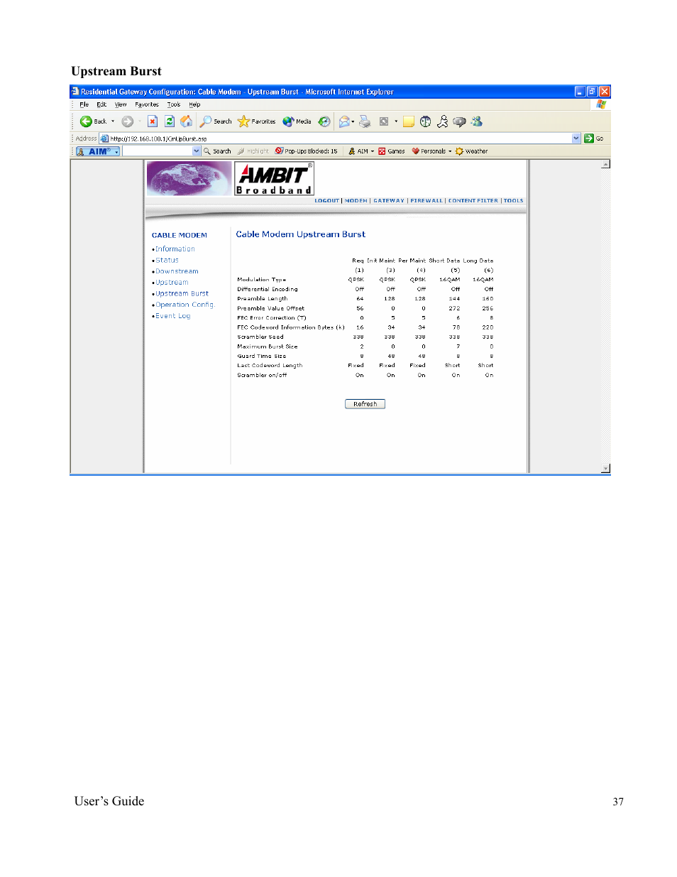 Ambit Cable Modem Router U10C012 User Manual | Page 37 / 55