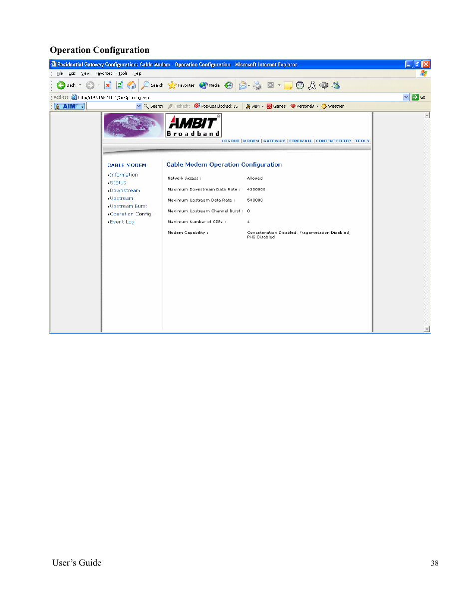 Ambit Cable Modem Router U10C012 User Manual | Page 38 / 55