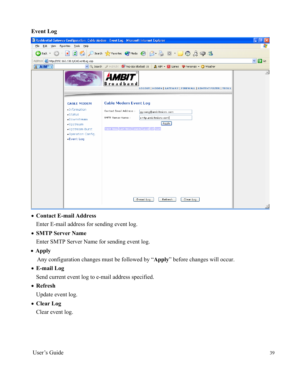 Ambit Cable Modem Router U10C012 User Manual | Page 39 / 55