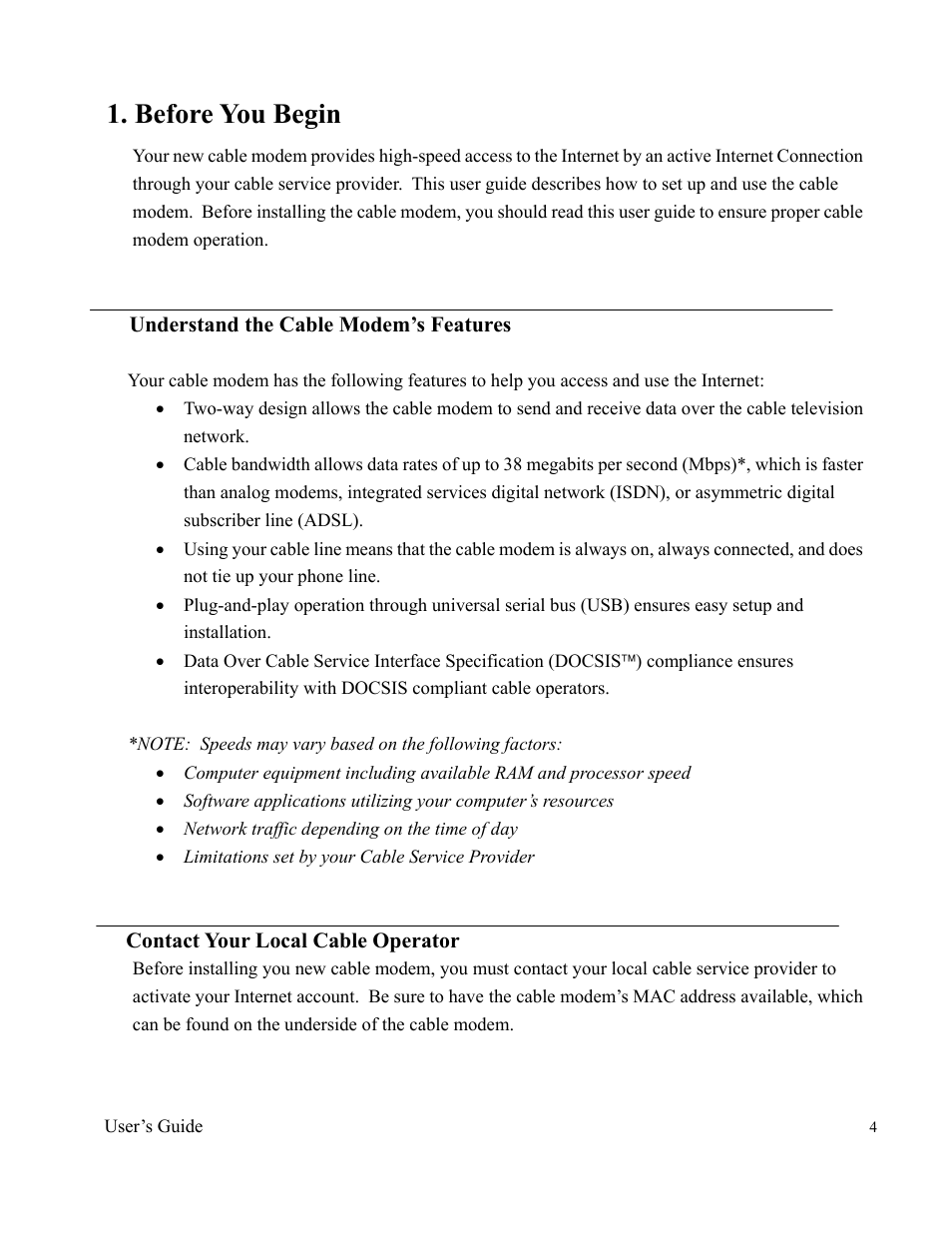 Before you begin | Ambit Cable Modem Router U10C012 User Manual | Page 4 / 55
