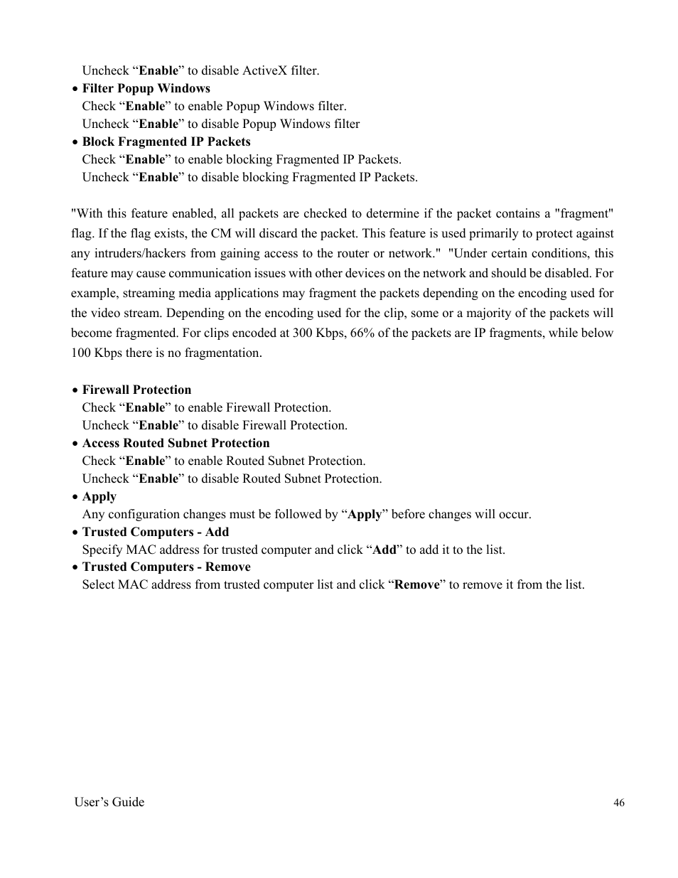 Ambit Cable Modem Router U10C012 User Manual | Page 46 / 55