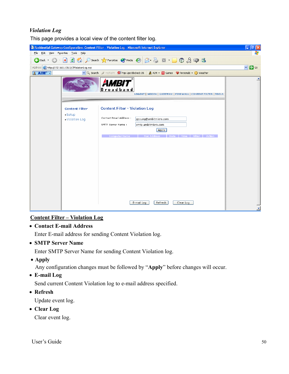 Ambit Cable Modem Router U10C012 User Manual | Page 50 / 55
