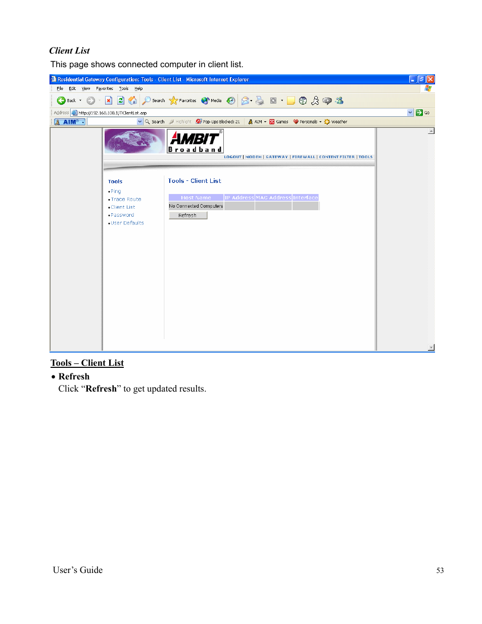 Ambit Cable Modem Router U10C012 User Manual | Page 53 / 55