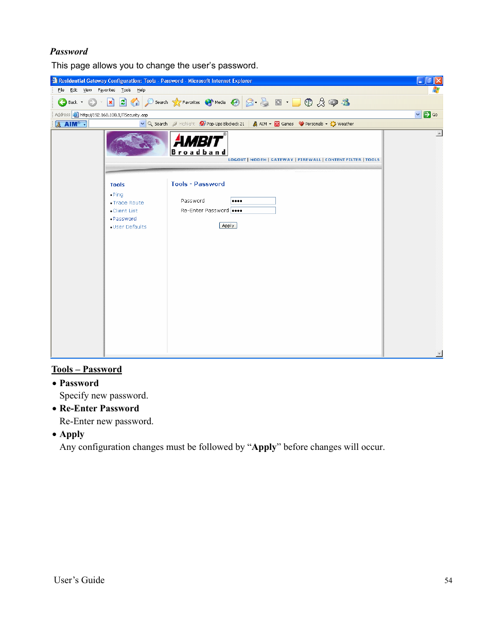 Ambit Cable Modem Router U10C012 User Manual | Page 54 / 55