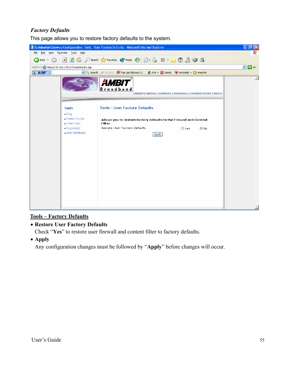 Ambit Cable Modem Router U10C012 User Manual | Page 55 / 55