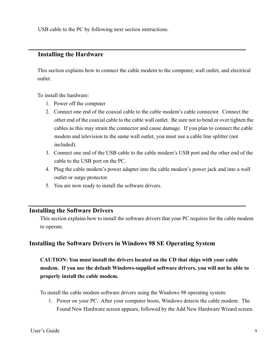 Ambit Cable Modem Router U10C012 User Manual | Page 9 / 55