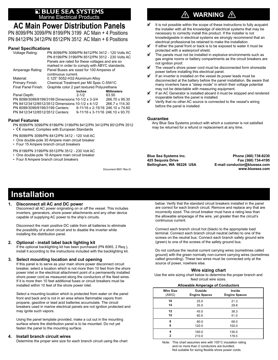 Blue Sea Systems 8512 AC Main + 6 Positions User Manual | 2 pages