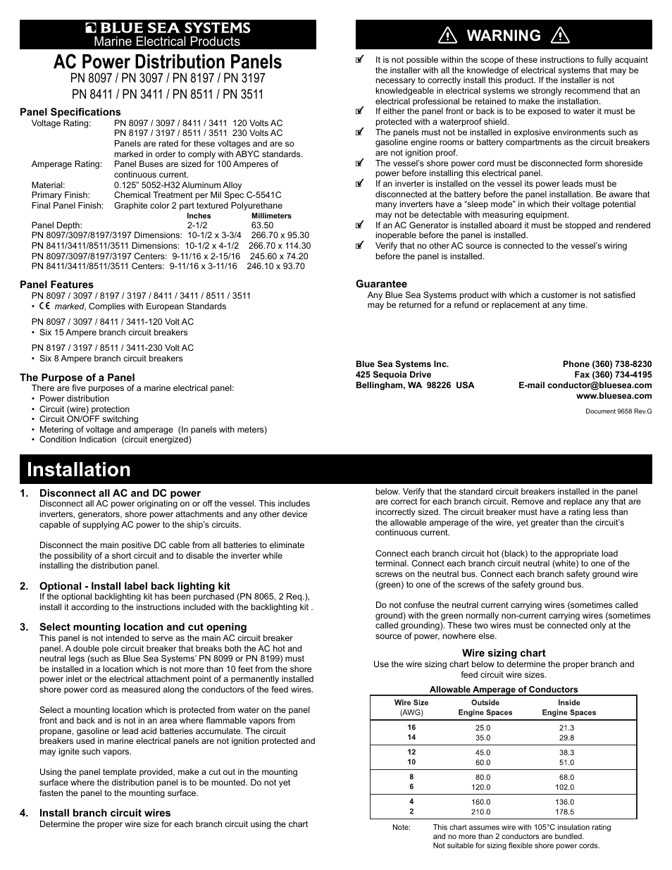 Blue Sea Systems 8511 AC 8 Position User Manual | 2 pages