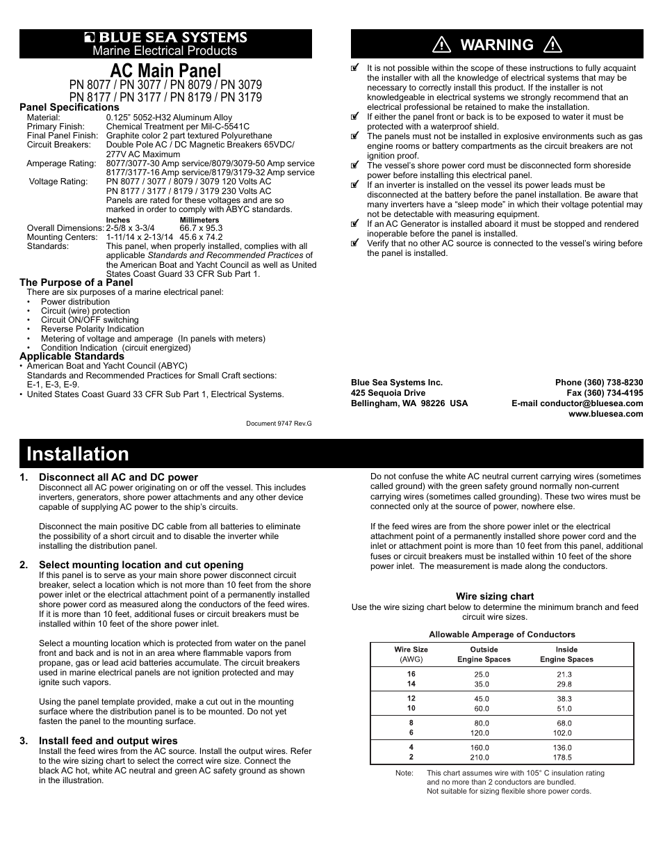 Blue Sea Systems 8177 AC Main [European] User Manual | 2 pages