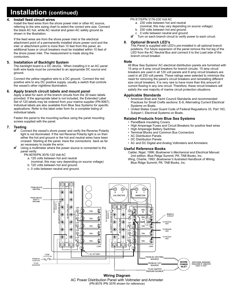 Installation, Continued) | Blue Sea Systems 8176 AC Main + 11 Positions [European] User Manual | Page 2 / 2
