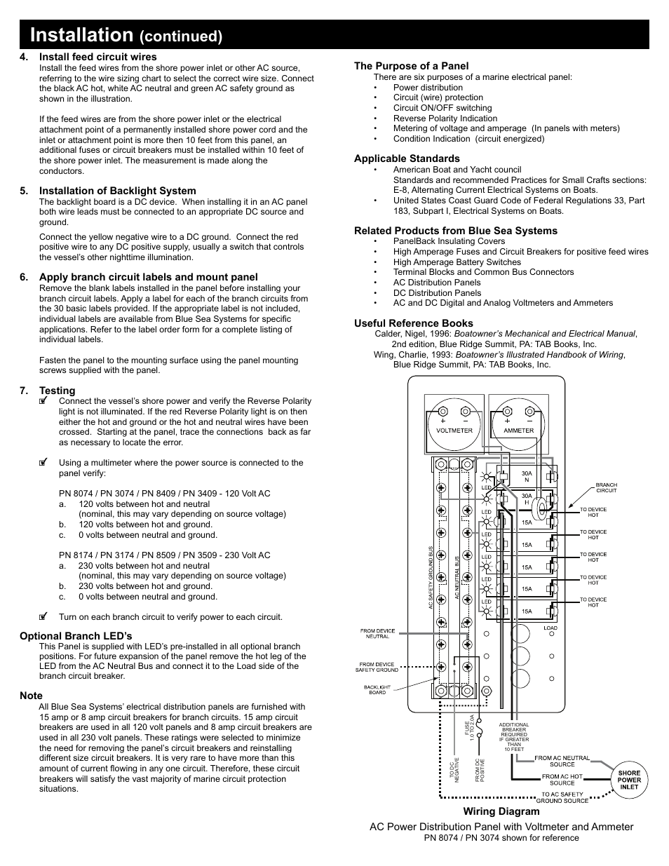 Installation, Continued) | Blue Sea Systems 8509 AC Main + 3 Positions [European] User Manual | Page 2 / 2