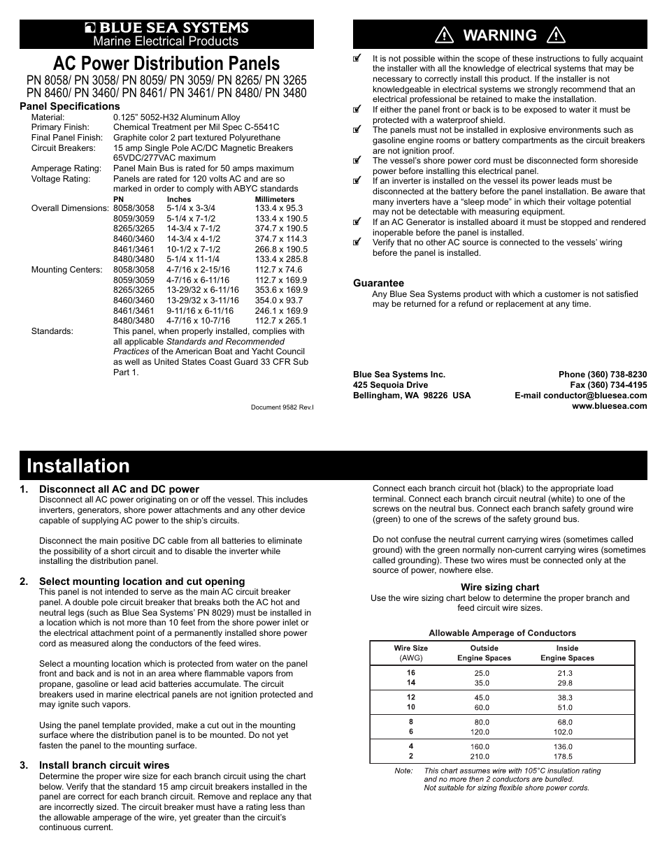 Blue Sea Systems 8580 AC 13 Position [European] User Manual | 2 pages