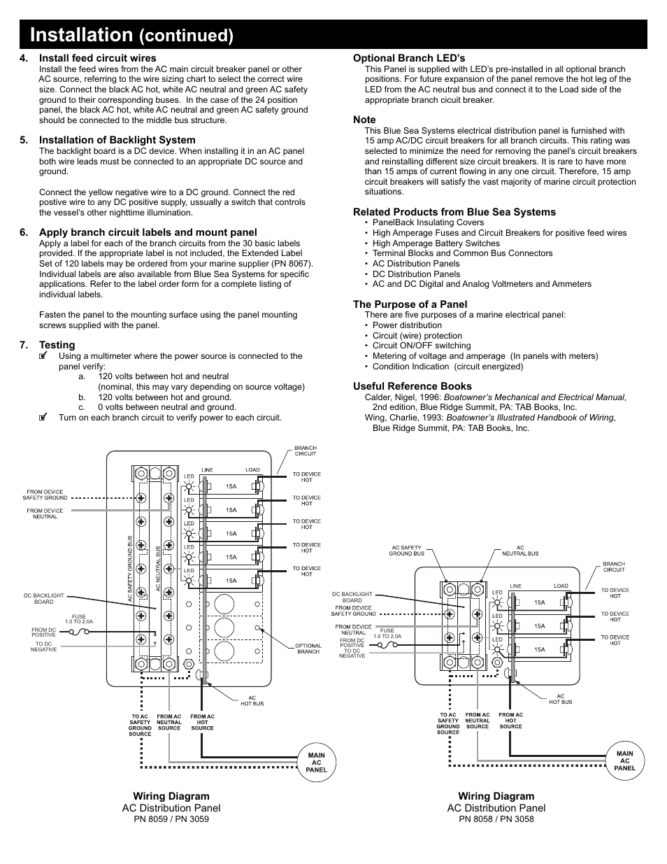 Installation, Continued) | Blue Sea Systems 8580 AC 13 Position [European] User Manual | Page 2 / 2