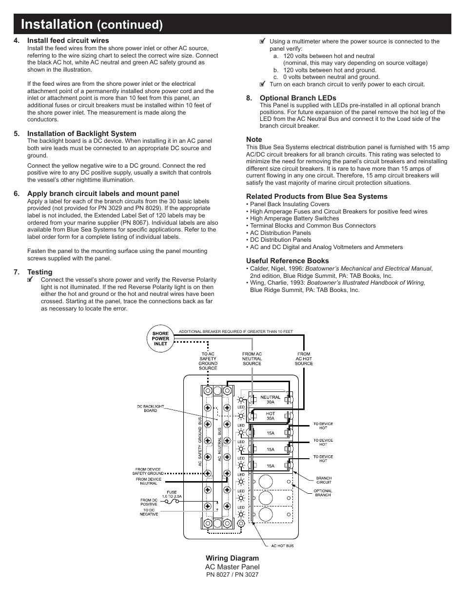 Installation, Continued) | Blue Sea Systems 8464 AC Main + 14 Positions User Manual | Page 2 / 2