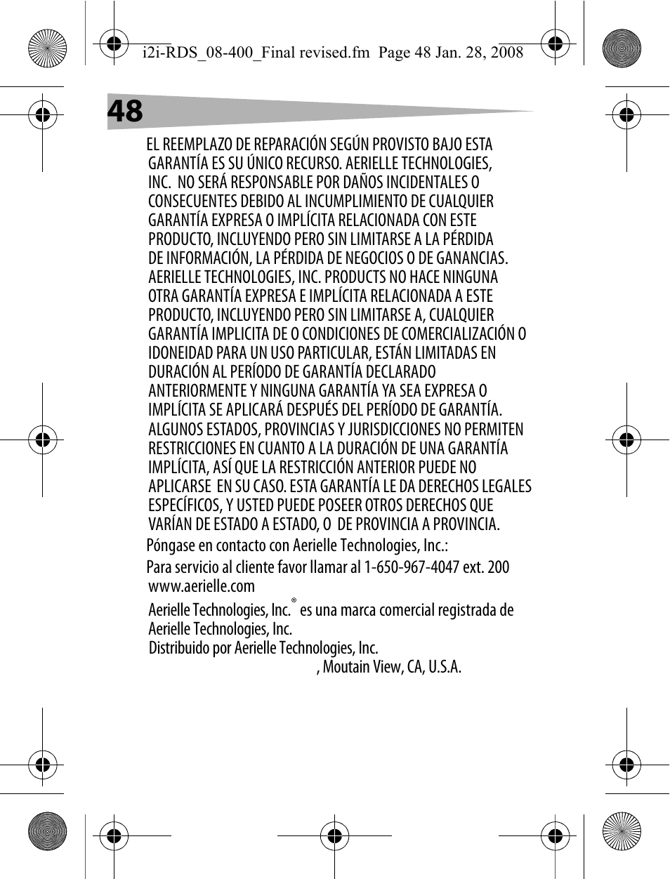 Aerielle Technologies i2i-RDS User Manual | Page 48 / 50