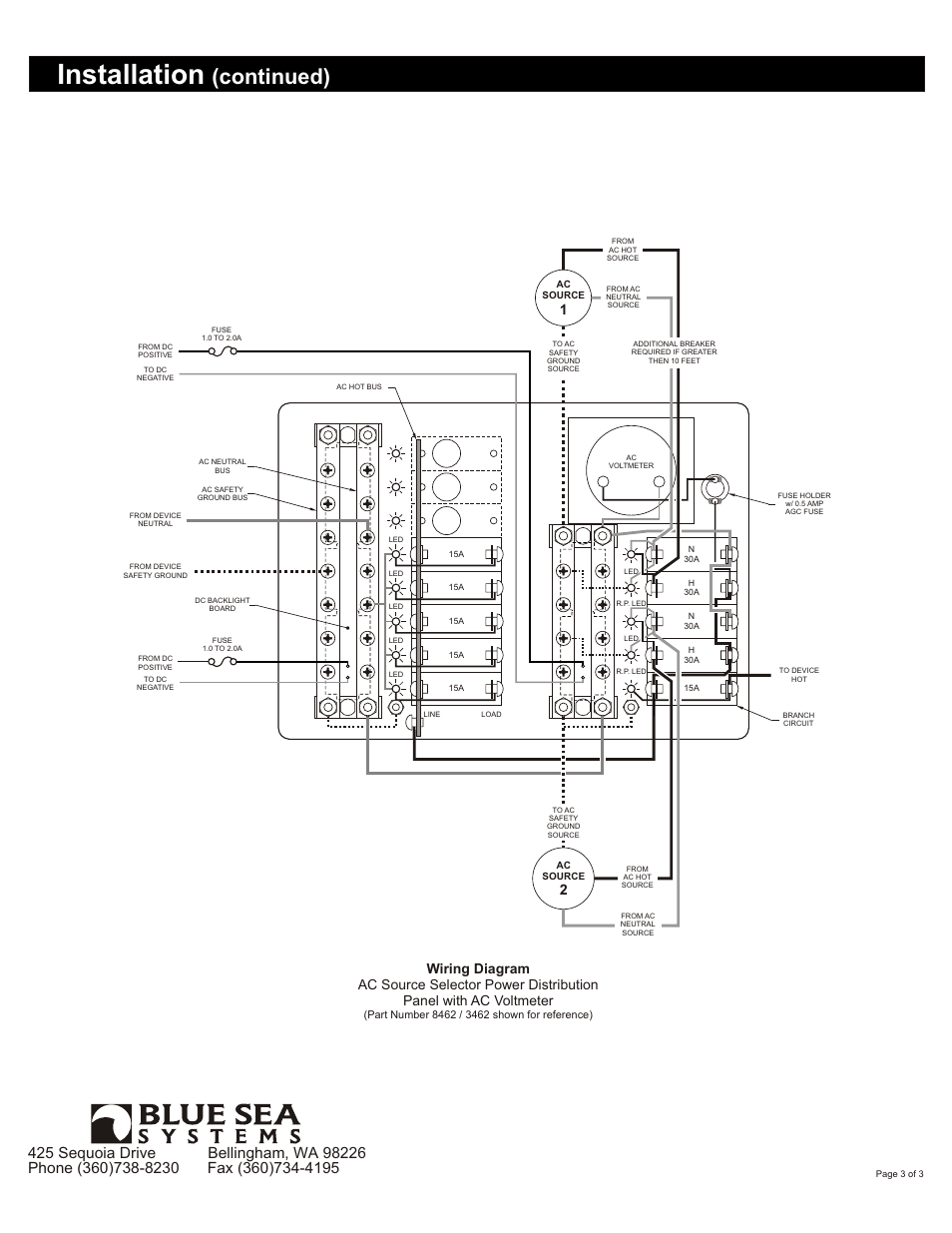 Installation, Continued) | Blue Sea Systems 8489 AC 2 Sources + 6 Positions User Manual | Page 3 / 3