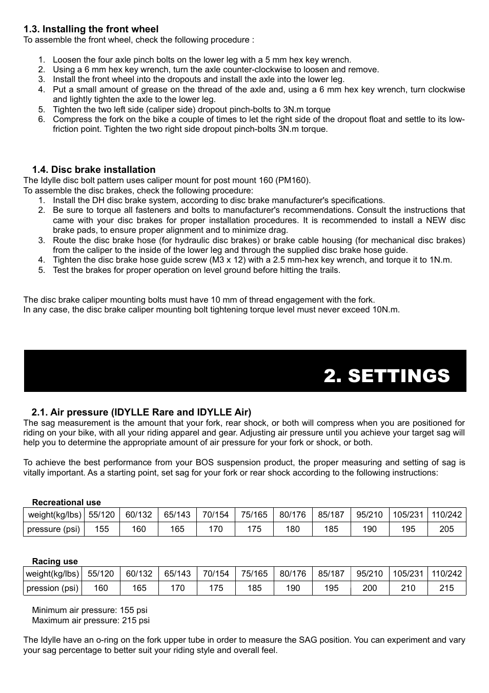 Settings | Bos IDYLLE AIR 2014 User manual User Manual | Page 4 / 9