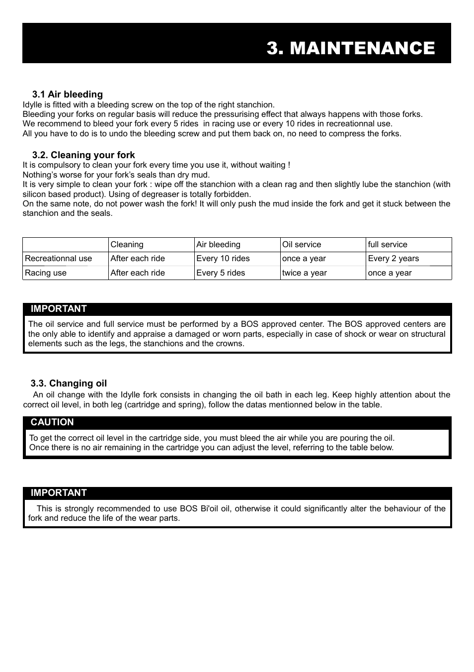 Maintenance | Bos IDYLLE AIR 2014 User manual User Manual | Page 8 / 9