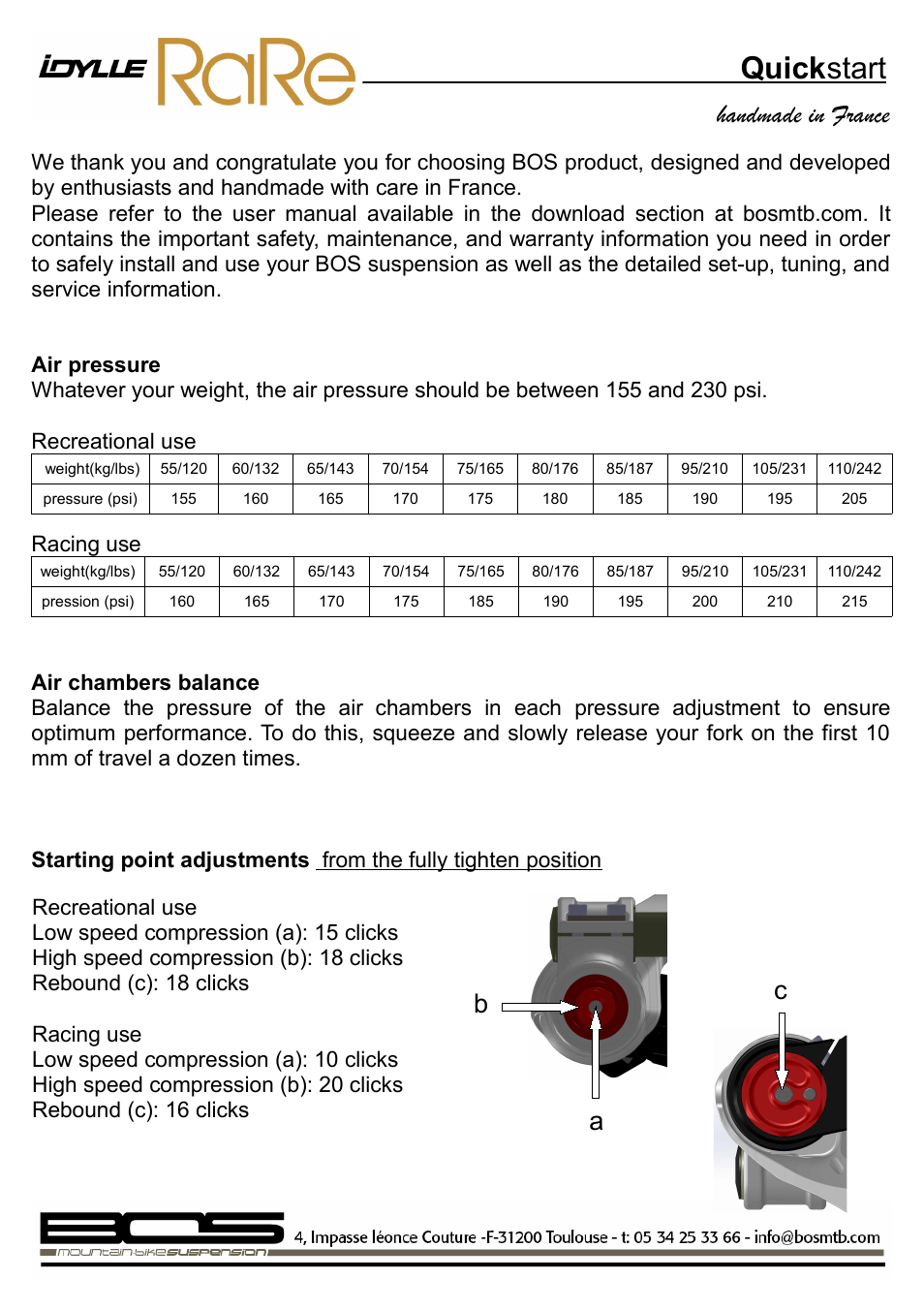 Bos IDYLLE RARE 2014 Manual startup User Manual | 1 page