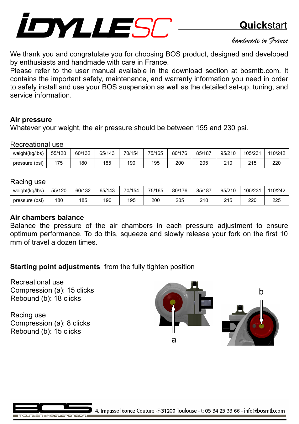 Bos IDYLLE SC 2014 Manual startup User Manual | 1 page