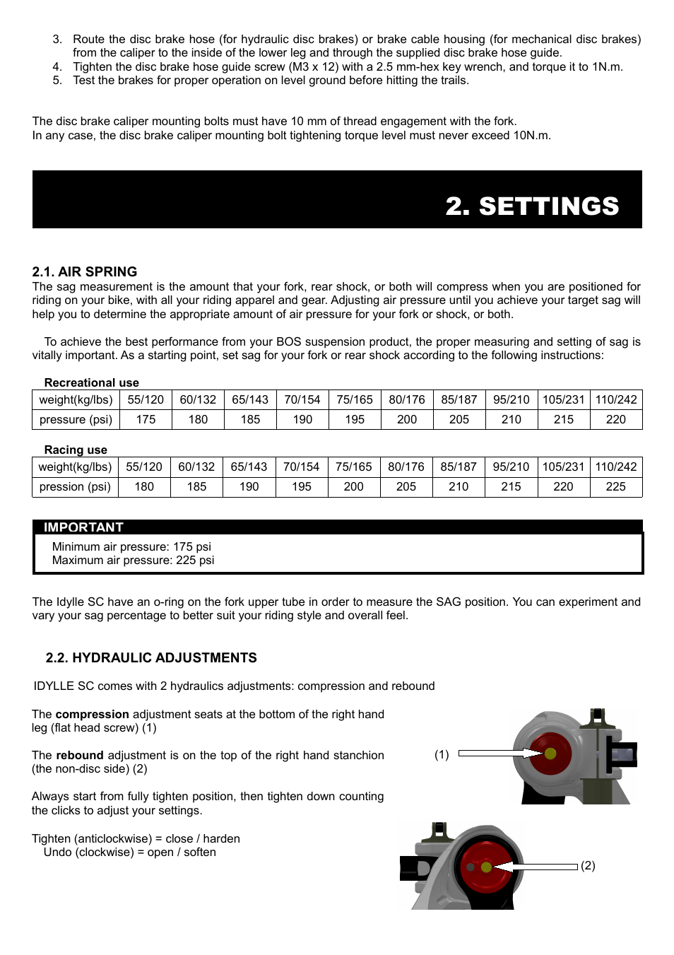 Settings | Bos IDYLLE SC 2014 User manual User Manual | Page 4 / 7