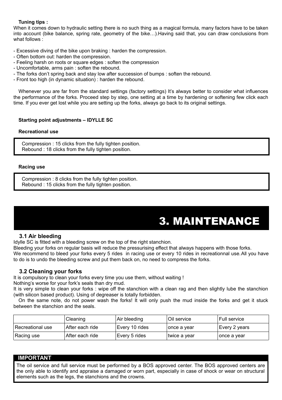 Maintenance | Bos IDYLLE SC 2014 User manual User Manual | Page 5 / 7