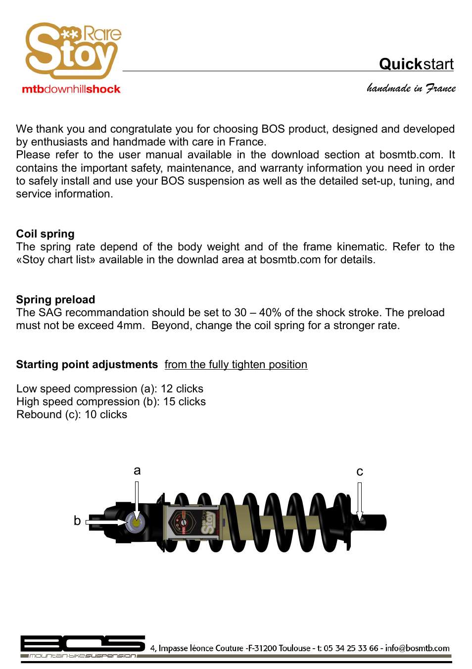 Bos STOY RARE 2014 Manual startup User Manual | 1 page