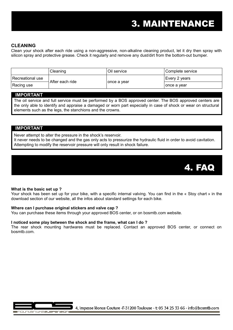 Maintenance | Bos STOY RARE 2014 User manual User Manual | Page 6 / 6